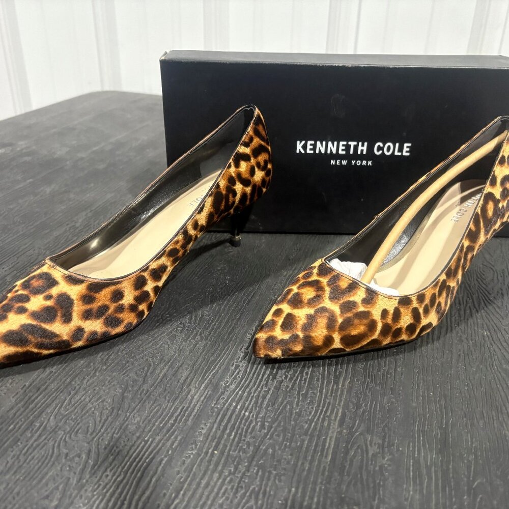 Kenneth Cole Women’s Kitten Heel Pumps – Brown Leopard | Size 7 | New